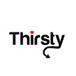 thirsty logo design, vector with devil tail and love icon