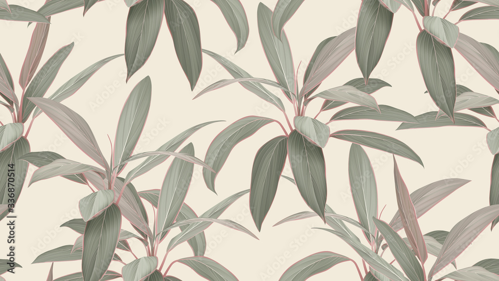 Foto-Plissee zum Schrauben - Foliage seamless pattern, colorful Cordyline fruticosa Firebrand plant on bright brown