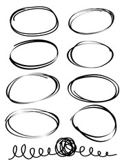 Poster - Hand drawn scribble line circles. Doodle circular for message note mark design element. vector illustration