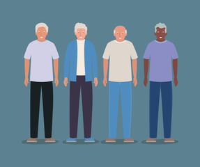 Grandfathers avatars old men vector design