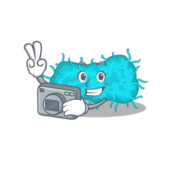 bacteria prokaryote mascot design as a professional photographer working with camera