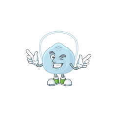 Sticker - Cartoon character design concept of breathing mask cartoon design style with wink eye