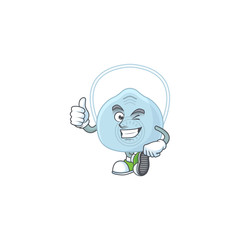 Poster - Mascot design style of breathing mask showing Thumbs up finger