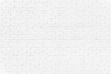 Brick Painted White Wall With Delicate Shadows, Can Be Used For Texture Or Background