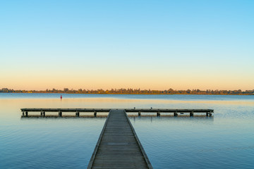 Canvas Print - T shaped jetty on edge of Lake Wendouree, Ballarat.