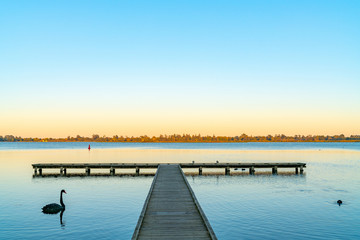 Canvas Print - T shaped jetty on edge of Lake Wendouree, Ballarat.