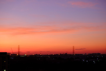 Poster - sunset sky shading background from orange to blue