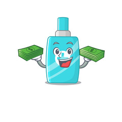 Poster - A wealthy ointment cream cartoon character having money on hands