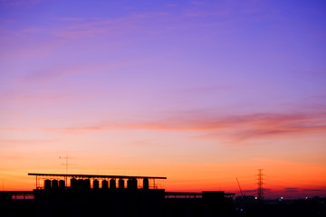 Poster - sunset sky shading background from orange to blue