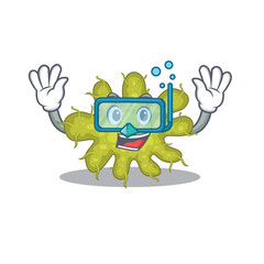 Wall Mural - Bacterium mascot design concept wearing diving glasses