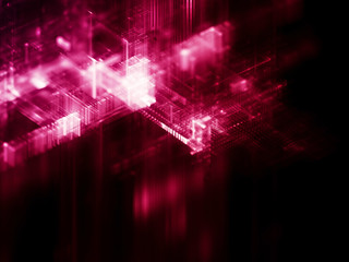 Aufkleber - Abstract red on black background. Fractal graphics 3d illustration. Science or technology concept.
