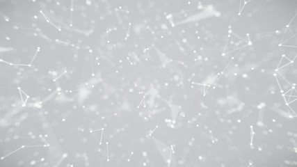 Poster - Lot triangles, dots and lines are connecting on blur background. Slow motion and shallow depth of field