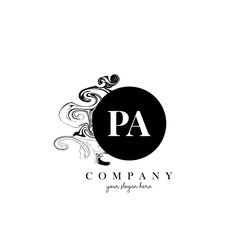 PA Initial Letter Logo Design with Ink Cloud Flowing Texture Vector.
