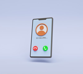 Aufkleber - Incoming call on modern smartphone screen. minimal concept. 3d rendering
