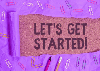 Wall Mural - handwriting text writing let get started. conceptual photo encouraging someone to begin doing someth