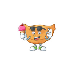 Poster - Cute cornes de gazelle cartoon character enjoying an ice cream