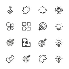 Canvas Print - Set of idea related vector line icons.