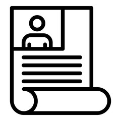 Poster - Cv paper icon. Outline cv paper vector icon for web design isolated on white background