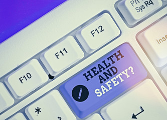 Poster - Word writing text Health And Safety. Business photo showcasing procedures intended to prevent accident in workplace