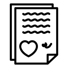 Poster - Love letter icon. Outline love letter vector icon for web design isolated on white background
