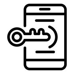 Poster - smartphone key protection icon. outline smartphone key protection vector icon for web design isolate