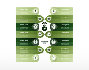 Wall Mural - Vector progress background. Template for diagram, graph, presentation and chart. Business concept with 14 options, parts, steps or processes. Abstract background. eps 10
