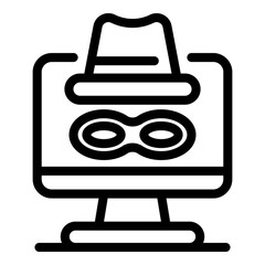 Poster - Incognito computer protection icon. Outline incognito computer protection vector icon for web design isolated on white background