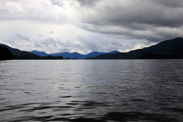 Neets Bay, Alaska / USA - August 18, 2019: Neets Bay coastline landscape, Neets Bay, Alaska, USA