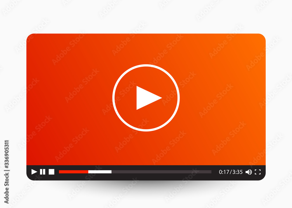 Flat video player template for web and mobile apps. - obrazy, fototapety, plakaty 