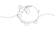 One Line Ceramic Pig. Minimal Style Simple Vector Illustration