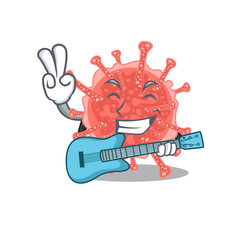 Poster - Talented musician of oncovirus cartoon design playing a guitar