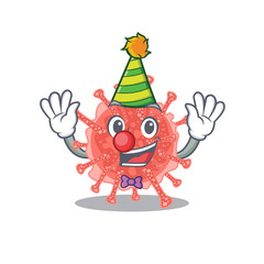 Sticker - cartoon character design concept of cute clown oncovirus