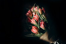 Bouquet Of Tulips On A Dark Background