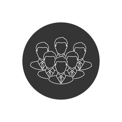 Poster - Corporate Team Line Icon. Employees behind the leader. Vector illustration