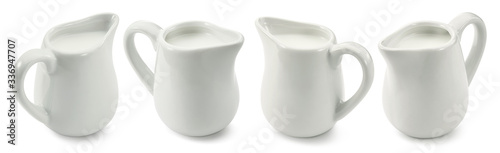 Fotomural Set of ceramic milk jars or creamers isolated on white background