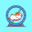 Cute Hamster Running Vector Icon Illustration. Hamster Mascot Cartoon Character. Animal Icon Concept White Isolated. Flat Cartoon Style Suitable for Web Landing Page, Banner, Flyer, Sticker, Card