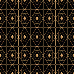 Art deco trellis lines seamless pattern vector graphic design.