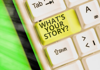 Poster - Text sign showing What Is Your Storyquestion. Business photo showcasing manner of asking demonstrating about past life events