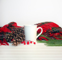 Wall Mural - Christmas mug mockup - blank area for adding design