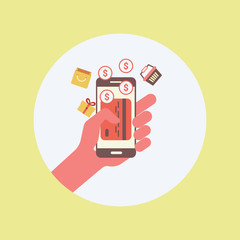 Poster - Mobile shopping, online store, e-commerce concepts