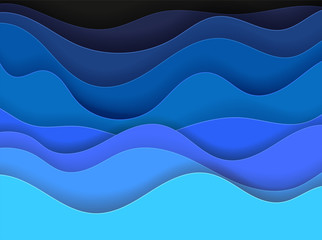 Poster - Blue waves abstract vector background