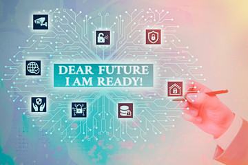 Wall Mural - Conceptual hand writing showing Dear Future I Am Ready. Concept meaning Confident to move ahead or to face the future