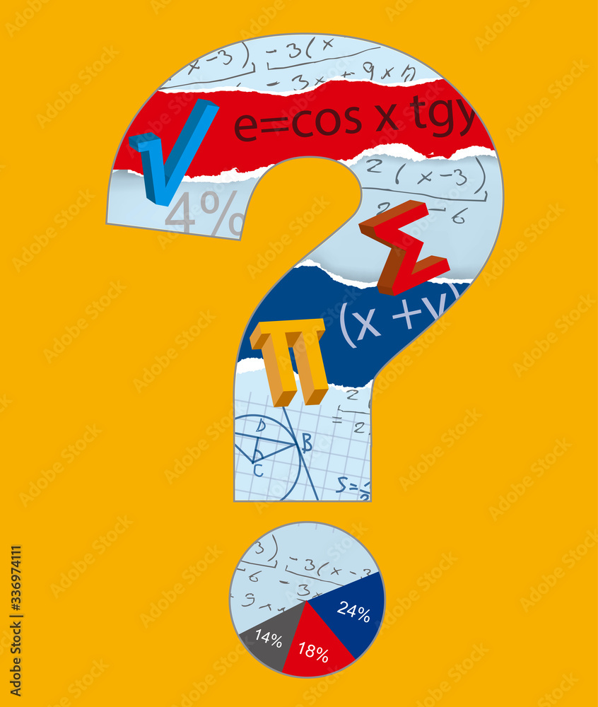Mathematics, question mark. Illustration of Mmathematical symbols ...
