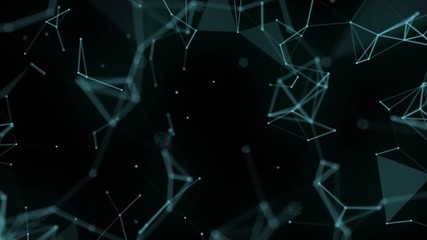 Poster - Abstract blue dotted grid. Loop animation. Slow motion.