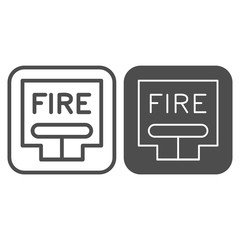 Poster - Emergency Fire Lever line and solid icon. Fire alarm pull station outline style pictogram on white background. Firefighting call point button for mobile concept and web design. Vector graphics.
