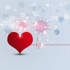 Wall Mural - red heart medical background