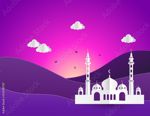 Cuadros en Lienzo Ramadan Kareem greeting card. flat design