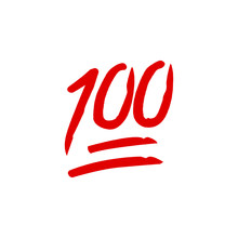 Hundred Points Emoji. Red Hundred Symbol Modern, Simple, Vector, Icon For Website Design, Mobile App, Ui. Vector Illustration