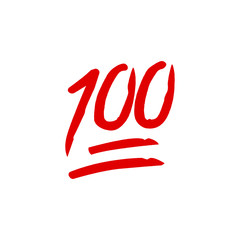 Poster - Hundred points emoji. Red hundred symbol modern, simple, vector, icon for website design, mobile app, ui. Vector Illustration