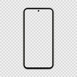 © swiftxdesign - realistic smartphone The shape of a modern mobile phone Designed 2020 to have a thin edge punch hole camera. mockup empty screen, isolated on transparent background. vector illustration.